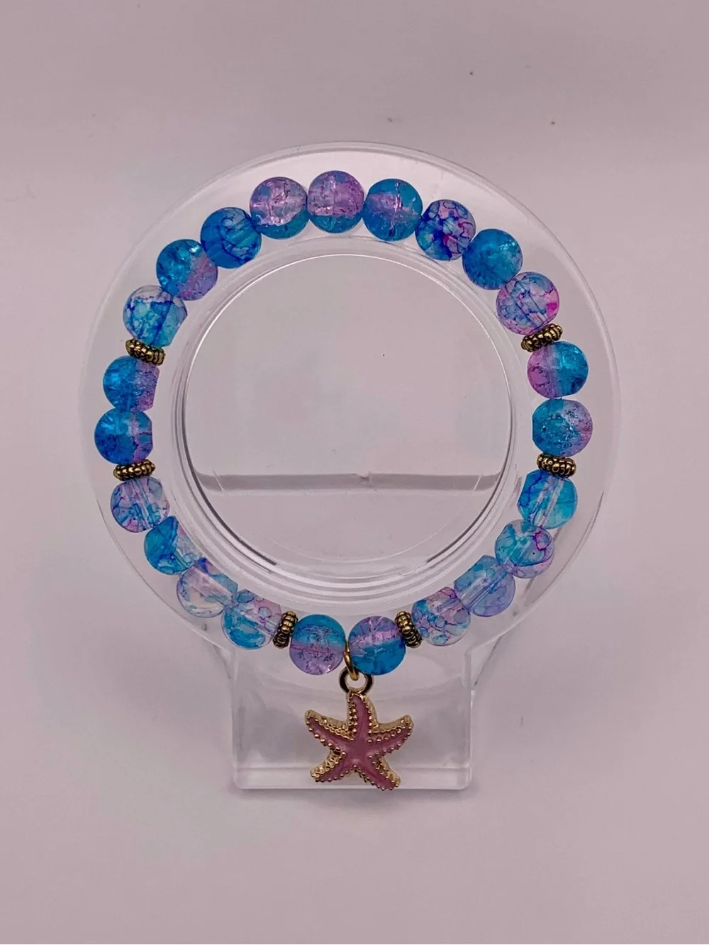Beaded Blue & Purple Starfish Charm Bracelet - Women - Picture 2 of 2